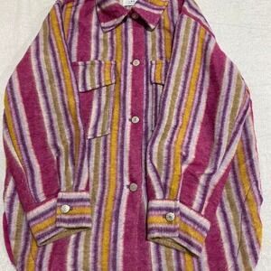 Zara striped pink/purple button-up shirt shaket girl 9/10. SKU387